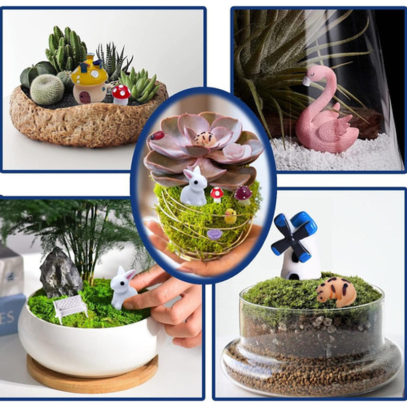 Kit Decorativo Plantas Terrario Jardín De Hadas Bonsai 105 piezas 4