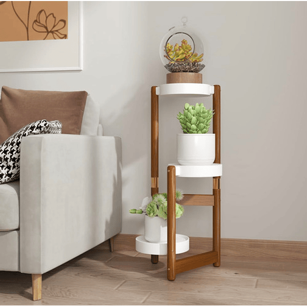 Soporte De Macetas Para Plantas 3 Niveles En Madera Premiun