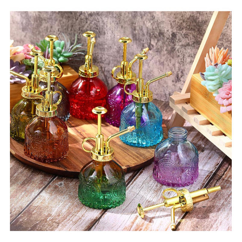 Regadera Plantas Spray Vintage en Vidrio x200ml Rociador 12