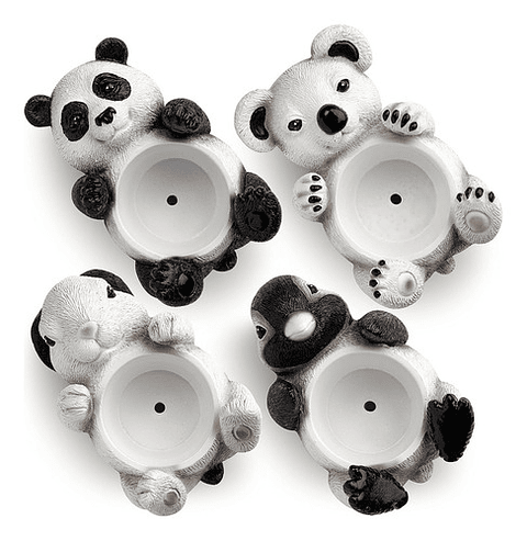 Juego Macetas X4pz Cerámica Diseño Animales Cactus Suculenta