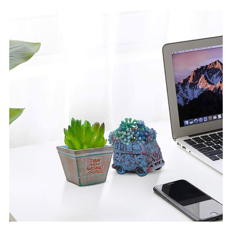 Juego Macetas De Plantas X5 Pz Cerámica Cactus Y Suculentas 4