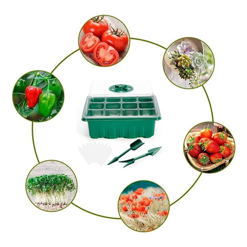 Kit Germinacion X3 Bandejas + Cupula Y Herramientas Plantas 7