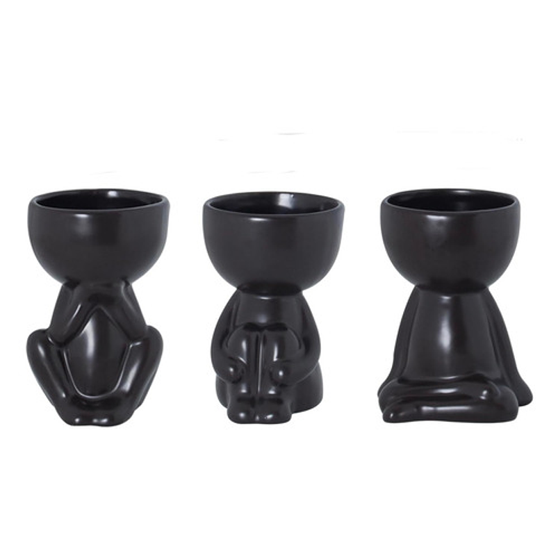 Juego Macetas X3 Pz Cerámica Diseño Humanos Cactus Suculenta 6