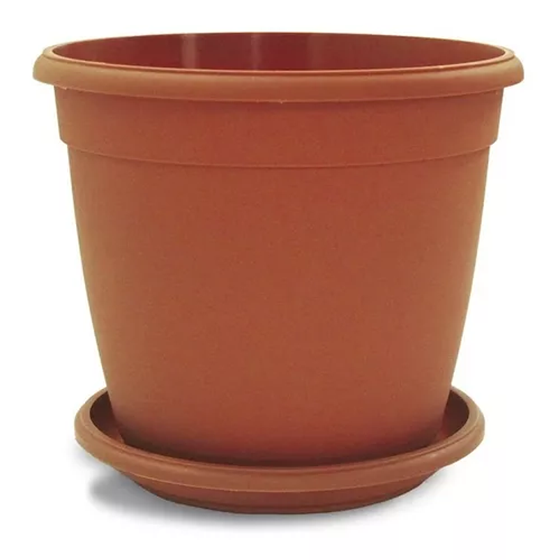 Matera Maceta Redonda Plástica 25cm Diámetro x22cm Alto Más Plato 6