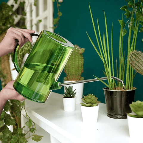 Regadera Plastica Plantas Premium Salida en Acero más Spray x1 litro mas 2 Peras de Riego