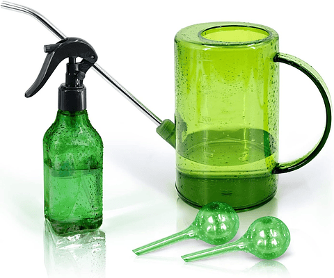 Regadera Plastica Plantas Premium Salida en Acero más Spray x1 litro mas 2 Peras de Riego