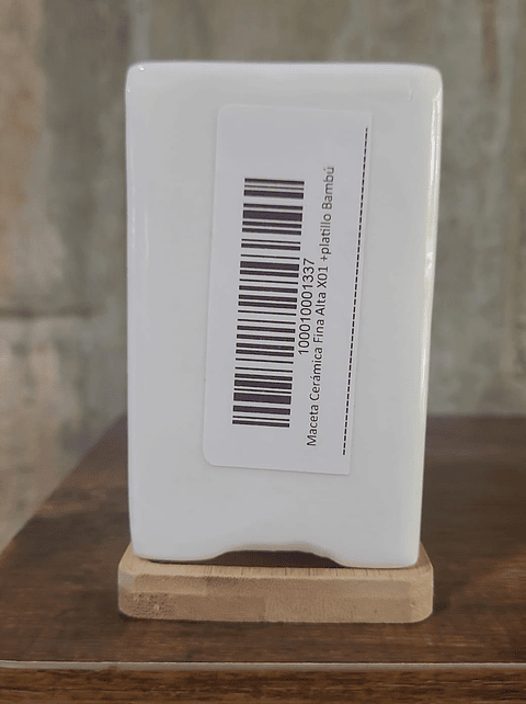 Maceta Cerámica Fina Alta X01 +platillo Bambú -$20.000