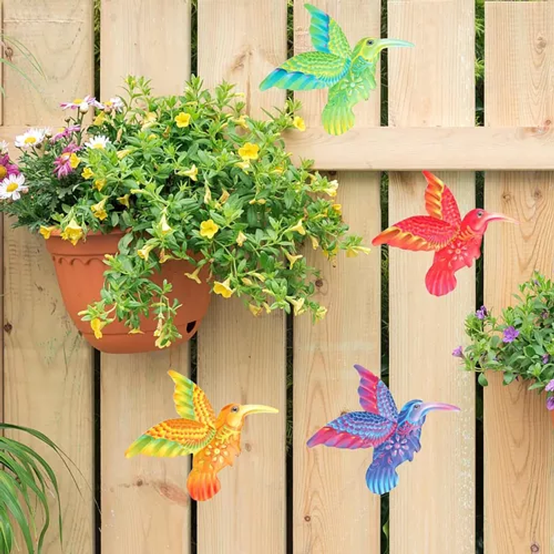 Set Figuras Colibris x4 Unidades Decorativas de Jardín - Pared 4