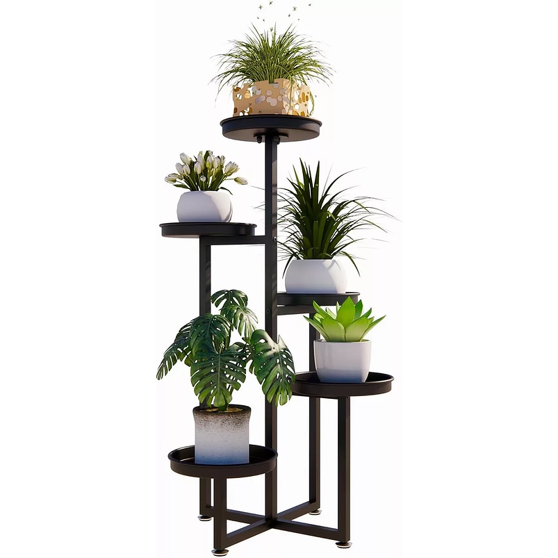 Soporte Macetas De Plantas X5 Puestos Metalico 1