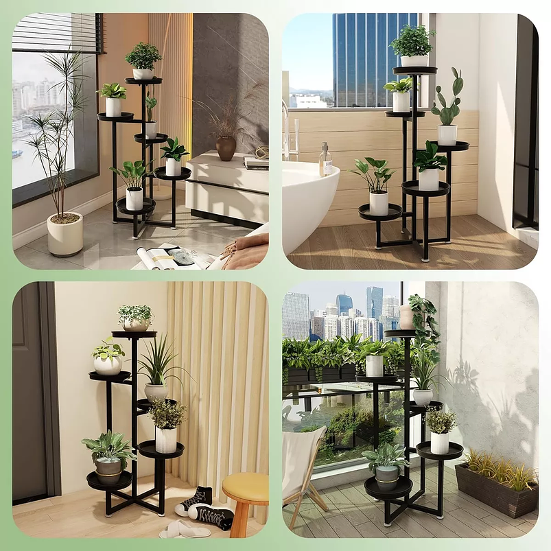 Soporte Macetas De Plantas X5 Puestos Metalico 3