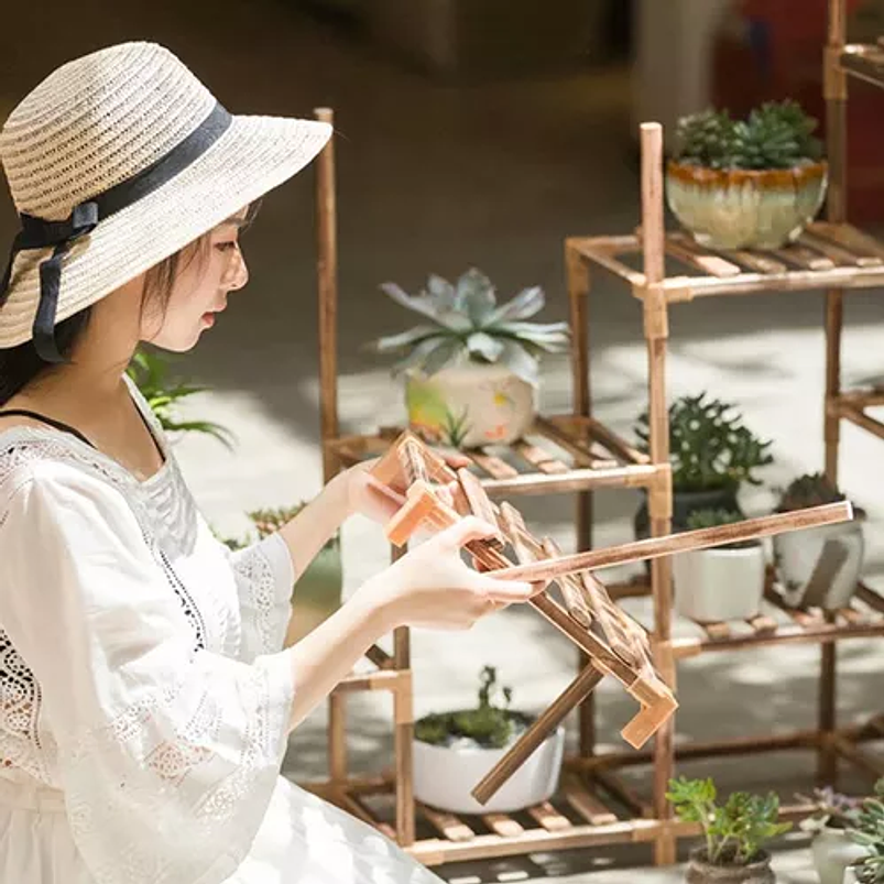 Soporte Estante De Plantas Madera Niveles 113cm Alto x 85cm Ancho 2