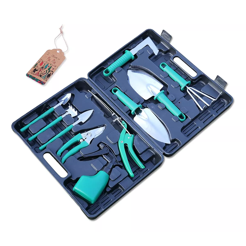Kit Herramientas Jardinería Plantas x10 Piezas En Acero Más estuche 8