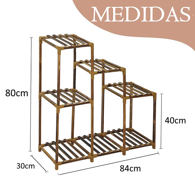 Soporte De Macetas Plantas Jardín en Madera 3 Niveles 2
