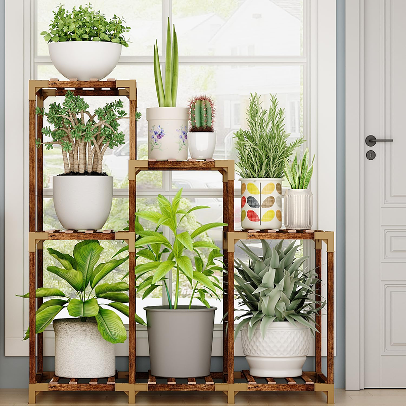 Soporte De Macetas Plantas Jardín en Madera 3 Niveles 7