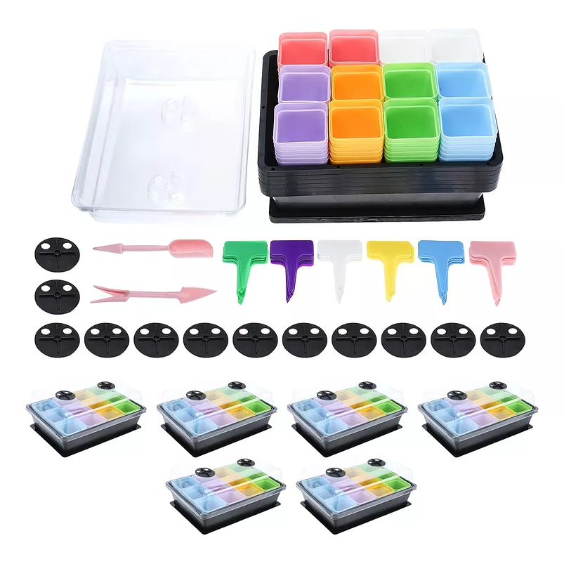 Kit Germinación Plantas X6 Bandejas mas cúpula y herramientas 1