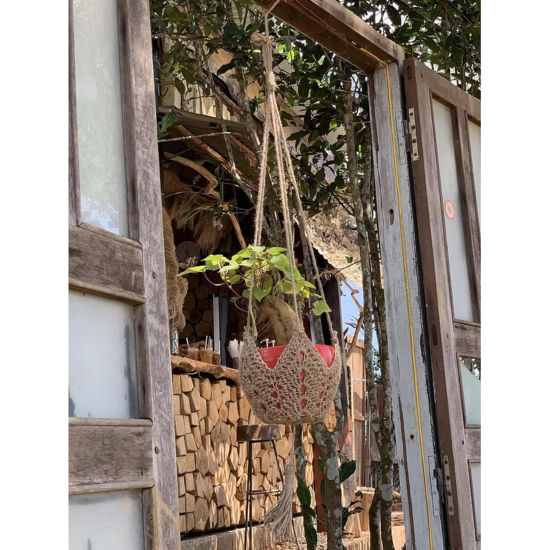 Maceta Colgante Soporte De Plantas 100% Fique Natural Macrame 3