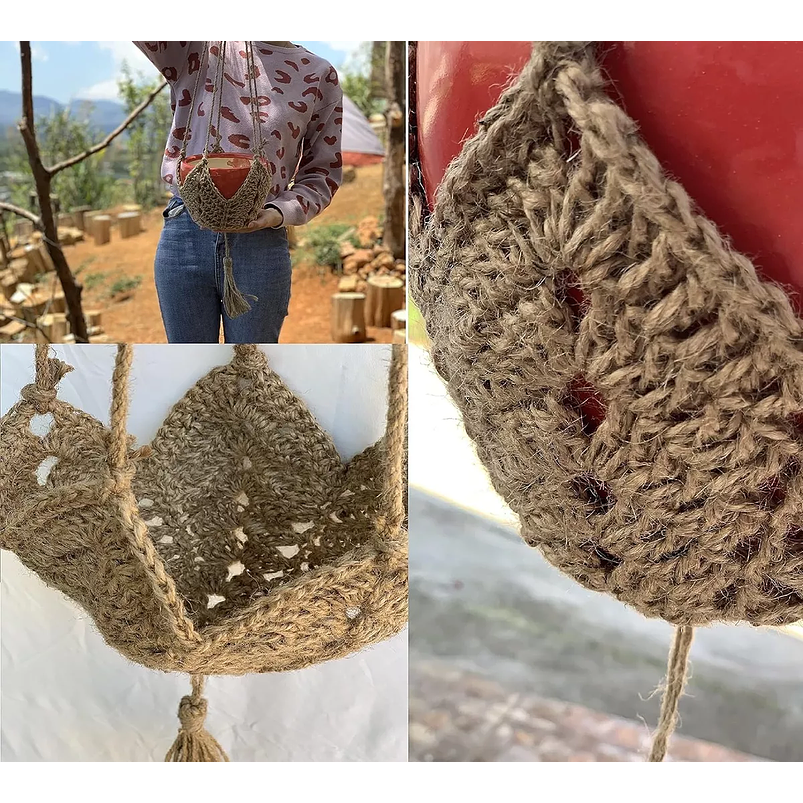 Maceta Colgante Soporte De Plantas 100% Fique Natural Macrame 5