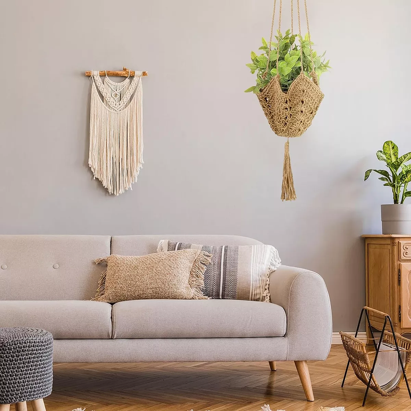 Maceta Colgante Soporte De Plantas 100% Fique Natural Macrame 6