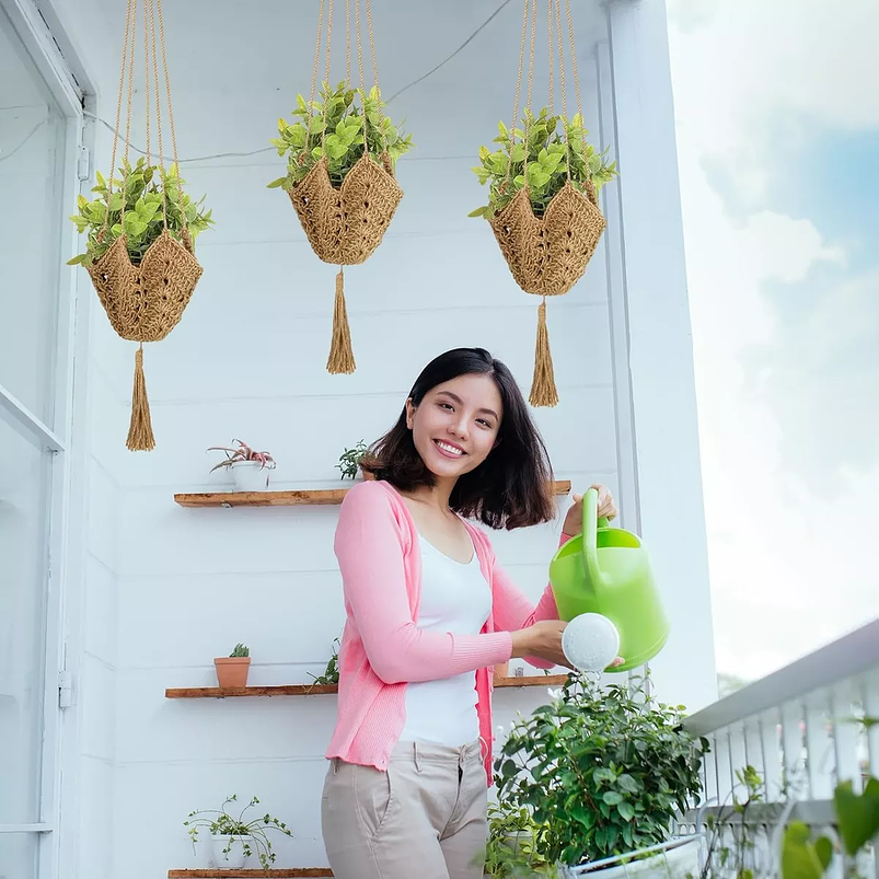 Maceta Colgante Soporte De Plantas 100% Fique Natural Macrame 7