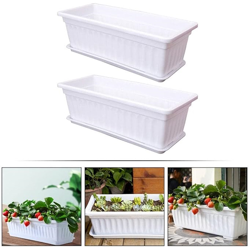 Maceta Plástica Rectangular De 45 centímetros Largo Más Plato 9