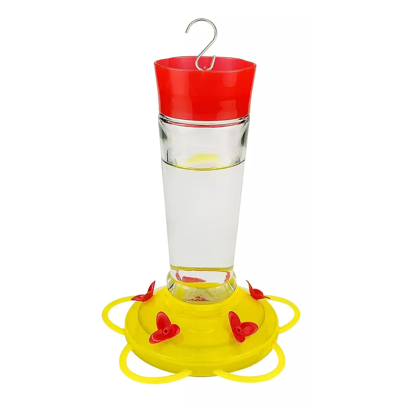 Bebedero Aves Colibríes Cilíndrico Colgar Vidrio x5 Flores 1