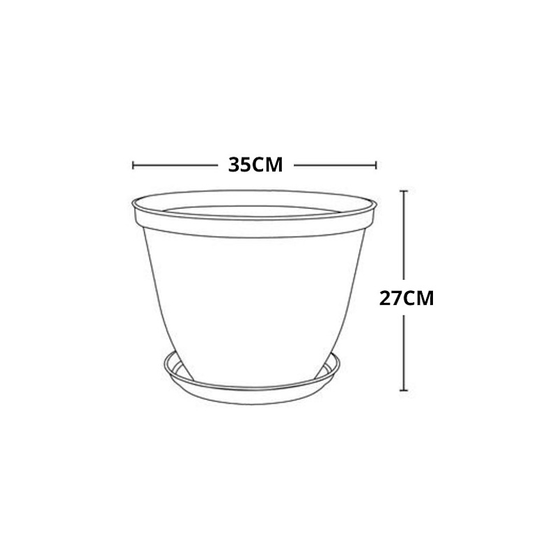Maceta Plástica De Plantas más Plato 35cm Diámetro x27cm Alto 4