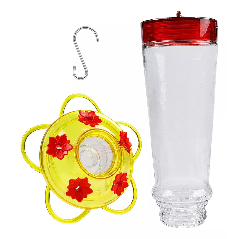 Bebedero Colibríes Aves Colgante En Vidrio x5 Flores 5