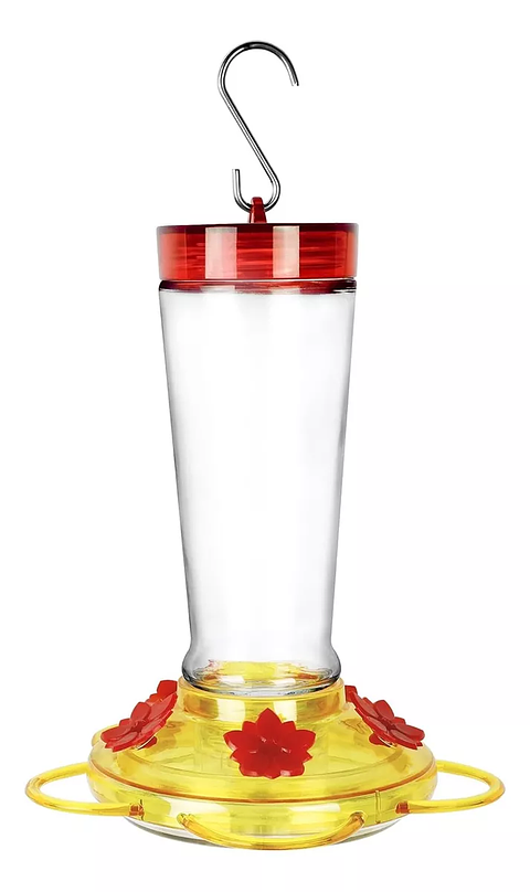 Bebedero Colibríes Aves Colgante En Vidrio x5 Flores