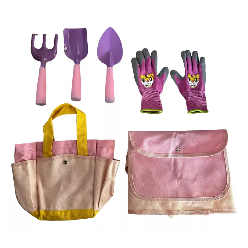 Kit Herramientas Jardín Plantas Niñas x5 Piezas más Bolso 2