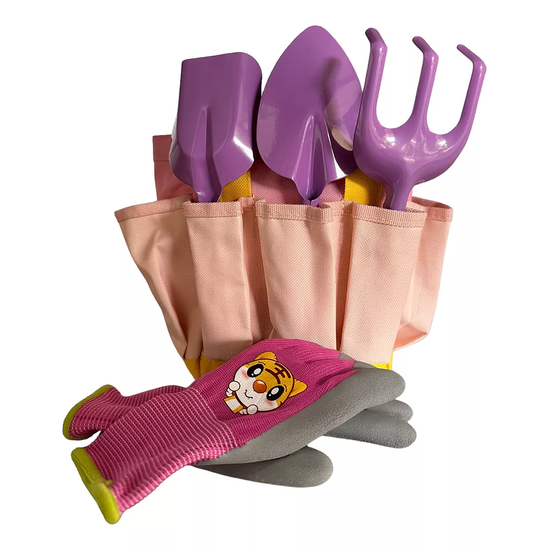 Kit Herramientas Jardín Plantas Niñas x5 Piezas más Bolso 1