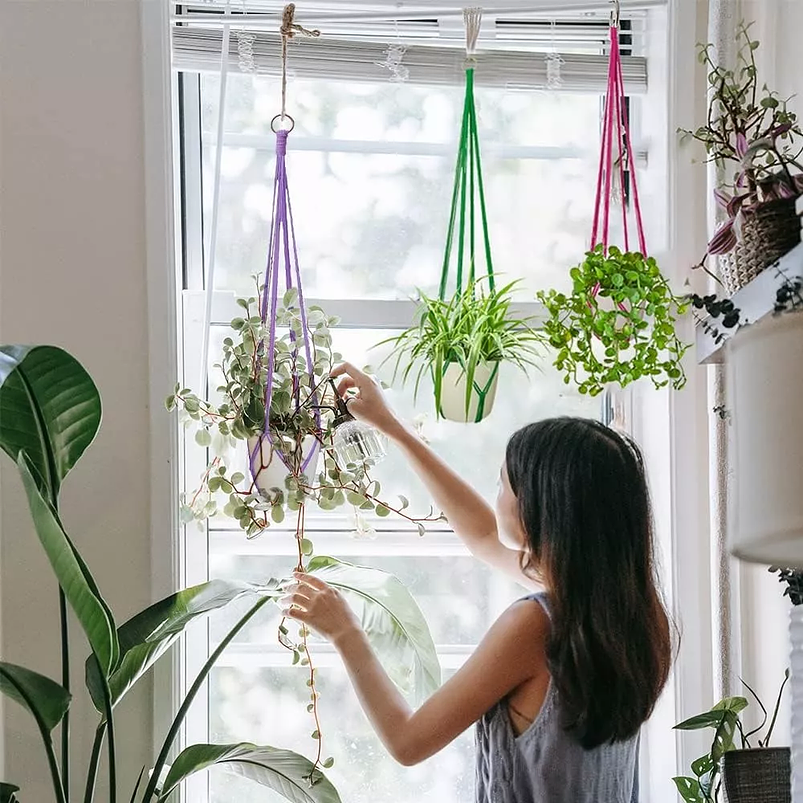 Juego Percha Soporte de Macetas x4 Unidades Colgante Algodon 5