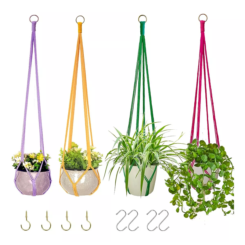 Juego Percha Soporte de Macetas x4 Unidades Colgante Algodon 1