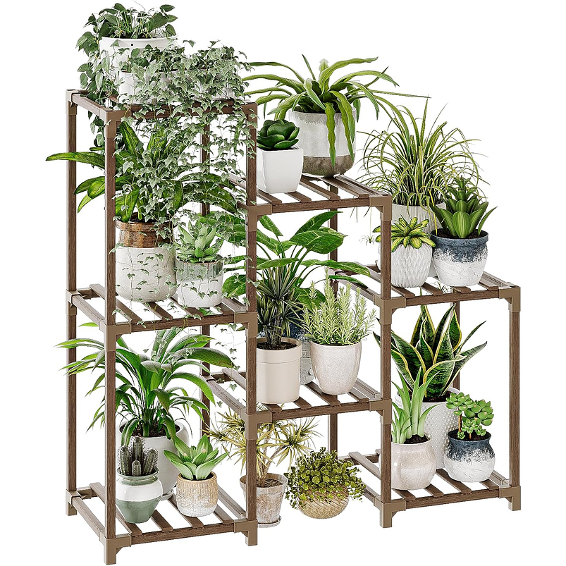 Soporte Estante De Plantas 3 Niveles En Madera Natural 1