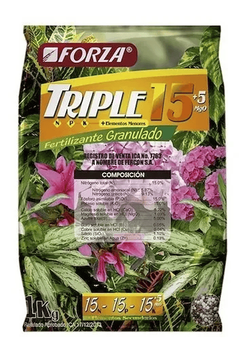 Fertilizante De Plantas 15-15-15 Triple 15 Forza Bolsa x1kg