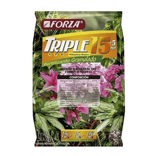 Fertilizante De Plantas 15-15-15 Triple 15 Forza Bolsa x1kg 1