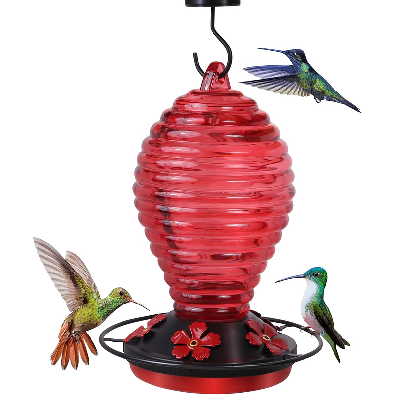 Colibries Bebedero de Aves de Colgar en Vidrio x5 Flores 1