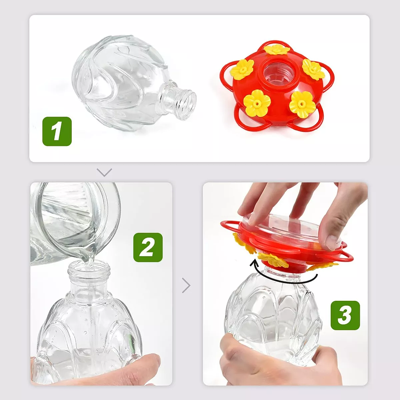 Colibries Bebedero Para Aves de Colgar Vidrio x5 Flores 5