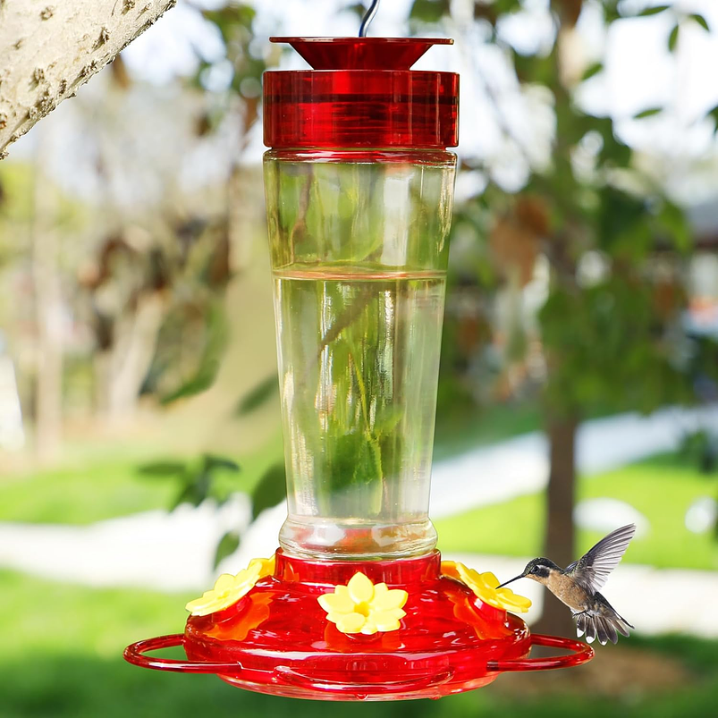 Bebedero Colibríes Aves de Colgar en Vidrio x5 Flores 4