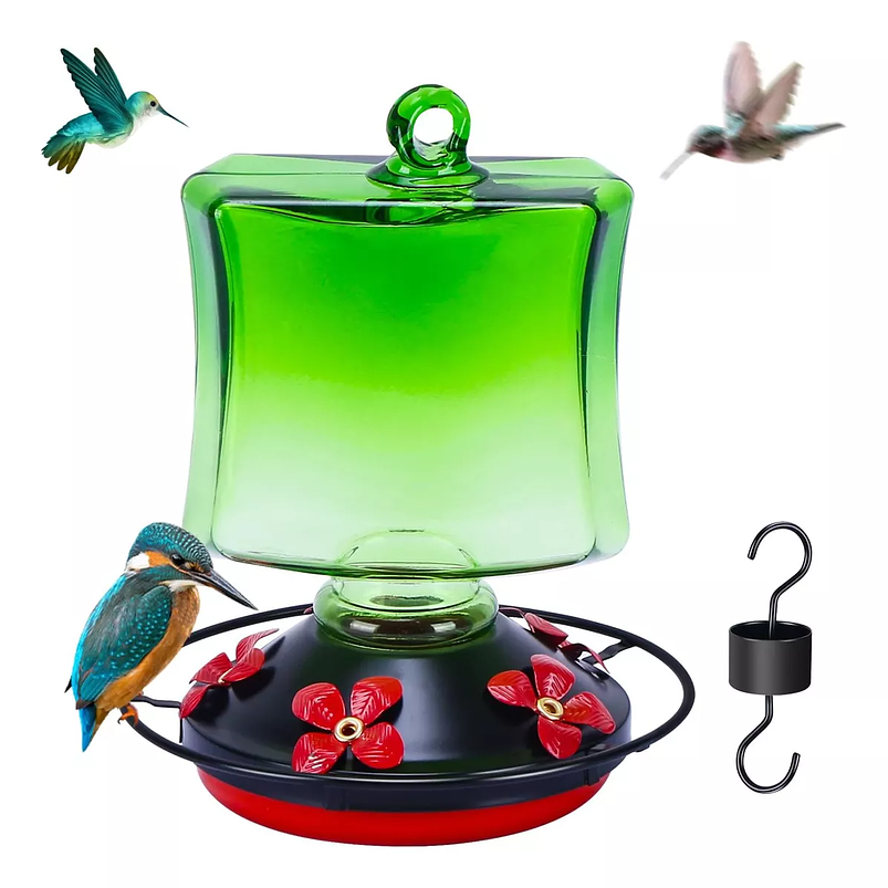 Colibries Bebedero Para Aves De Colgar Vidrio X5 Flores 1