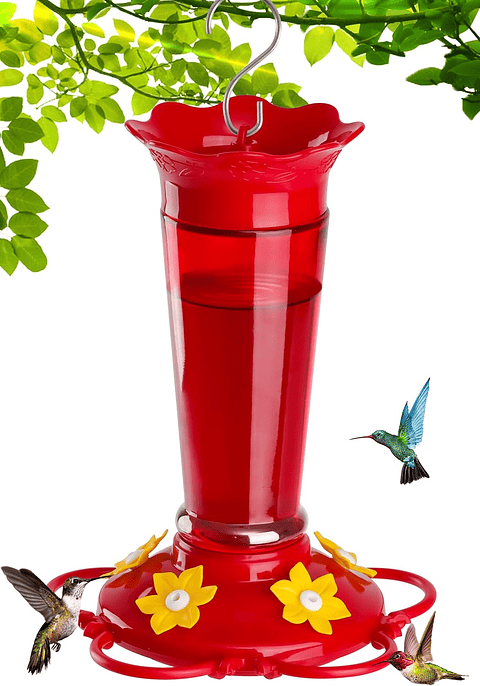 Bebedero Aves Colibríes En Vidrio Para Jardín Colgante x10oz