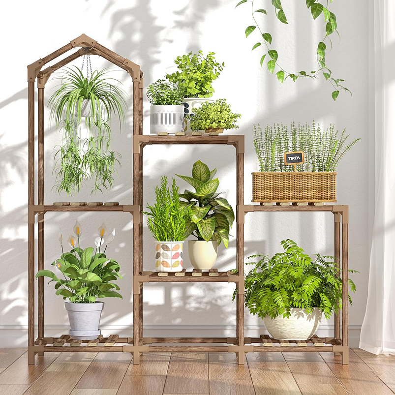 Soporte Para Plantas Estante Madera Natural En 3 Niveles 7