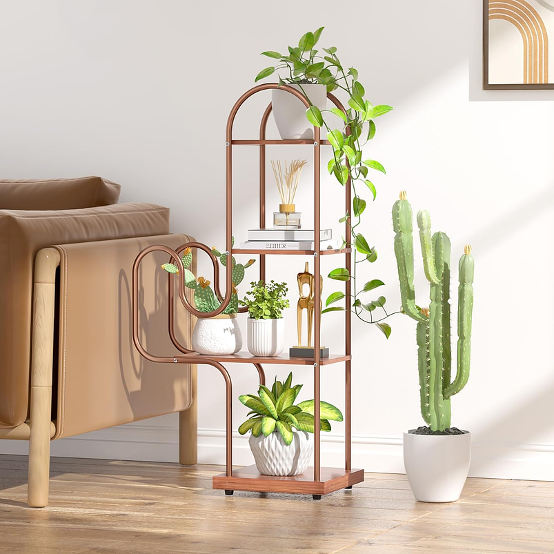 Soporte Para Plantas En Maceta Estante Metalico X4 Espacios 5