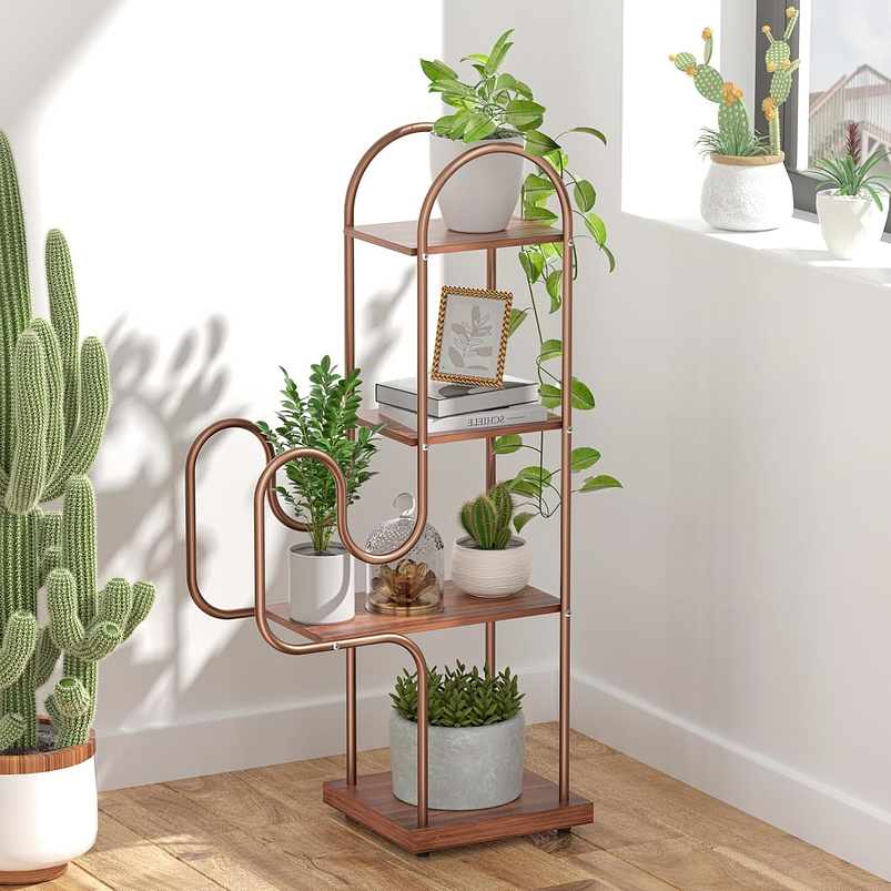 Soporte Para Plantas En Maceta Estante Metalico X4 Espacios 7