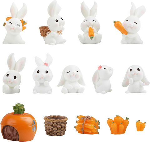 Mini Figuras Jardín De Hadas Terrarios Decoracion Conejos