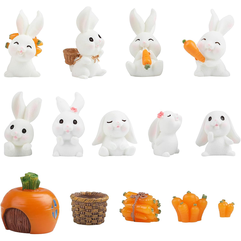 Mini Figuras Jardín De Hadas Terrarios Decoracion Conejos 1