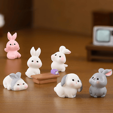 Mini Figuras Conejos Jardín De Hadas Terrarios Decoracion
