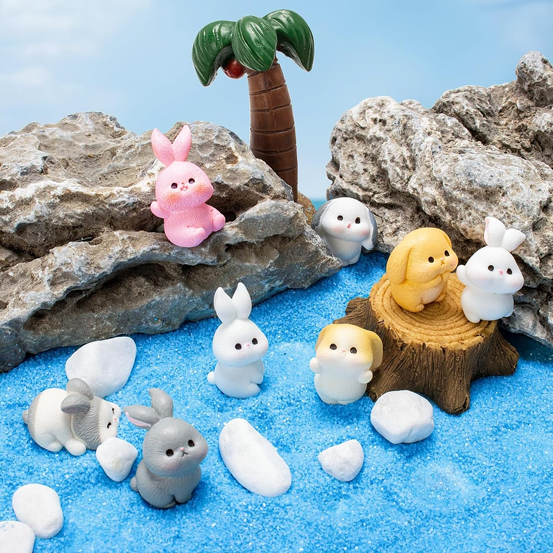 Mini Figuras Conejos Jardín De Hadas Terrarios Decoracion 3