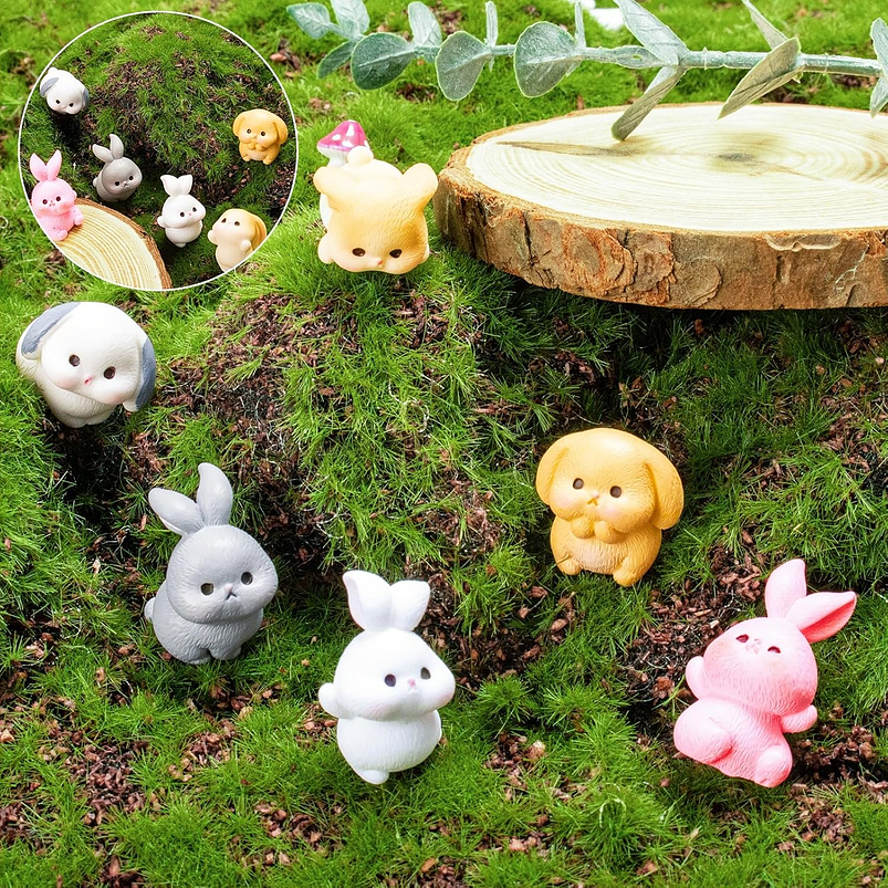 Mini Figuras Conejos Jardín De Hadas Terrarios Decoracion 4