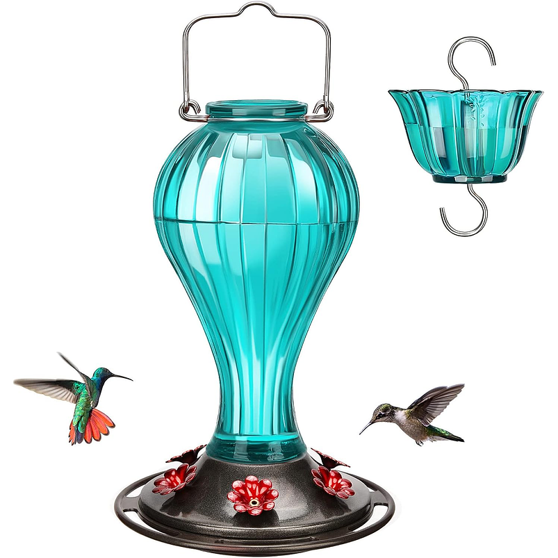 Bebedero De Colibríes Colgante 24 Oz Vidrio Vintage 1