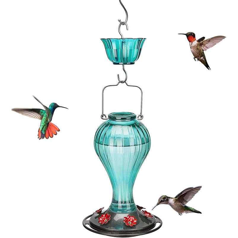 Bebedero De Colibríes Colgante 24 Oz Vidrio Vintage 4